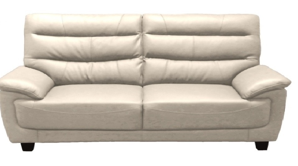 本革張りハイバックソファ３人掛け