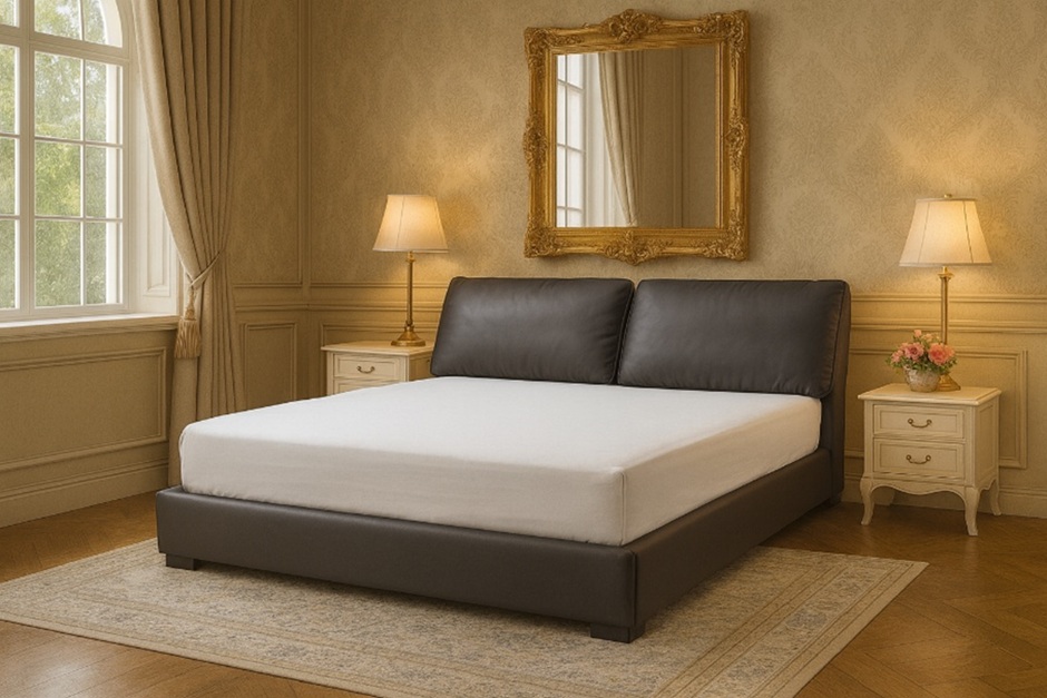 クッション背もたれのようなダブルベッド(マット付)