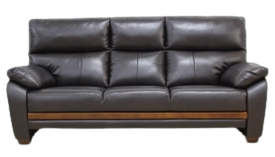 ハイバック本革張りソファ３人掛け