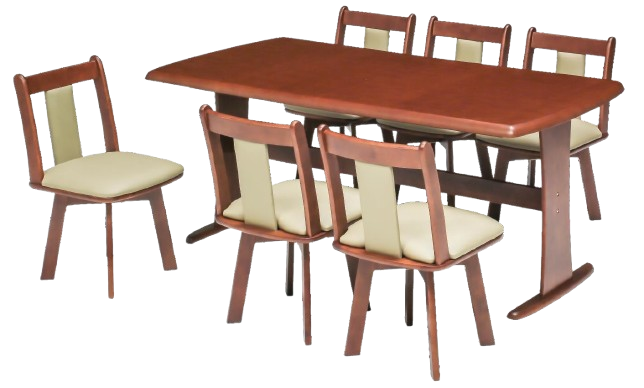 回転チェアのダイニング７点セット