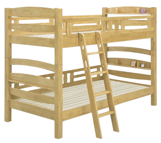 天然木の棚付2段ベッド