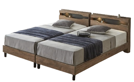 棚付ツインベッド(フランスベッド社製マットレス搭載)